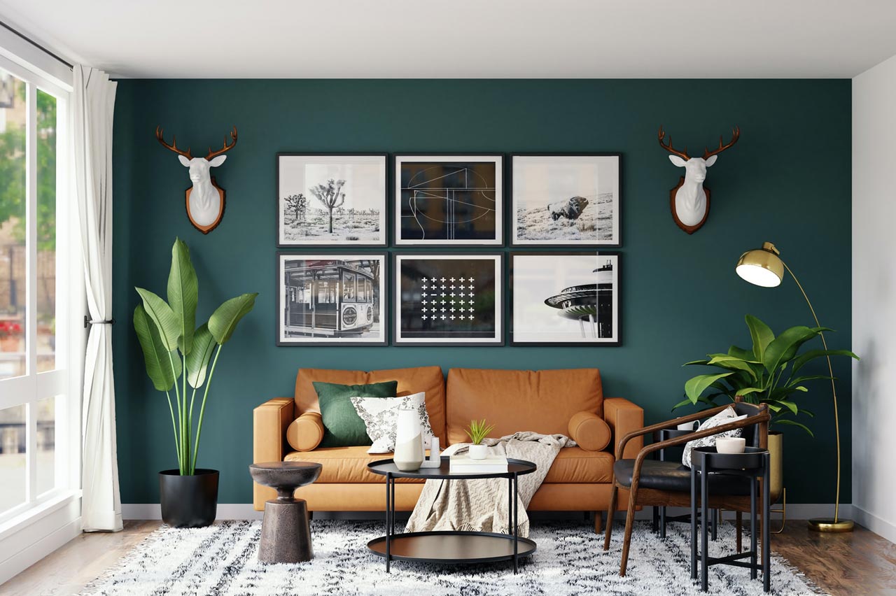 green feature wall
